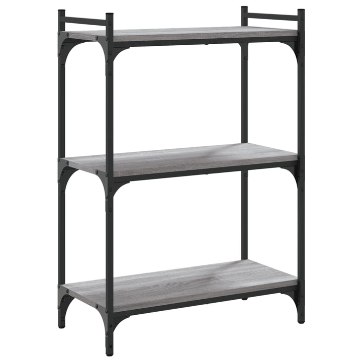 bogreol 60x30x86 cm 3 hylder konstrueret træ grå sonoma-eg