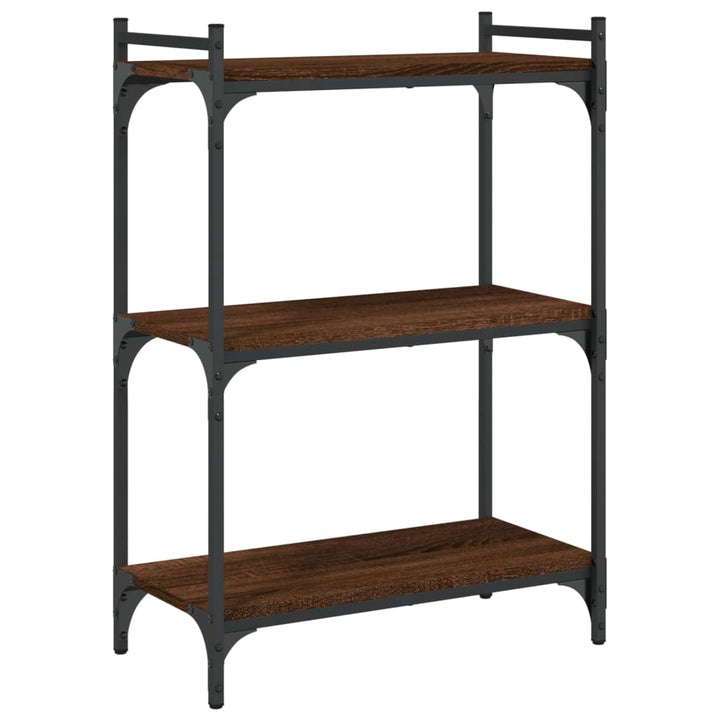 bogreol 60x30x86 cm 3 hylder konstrueret træ brunt eg