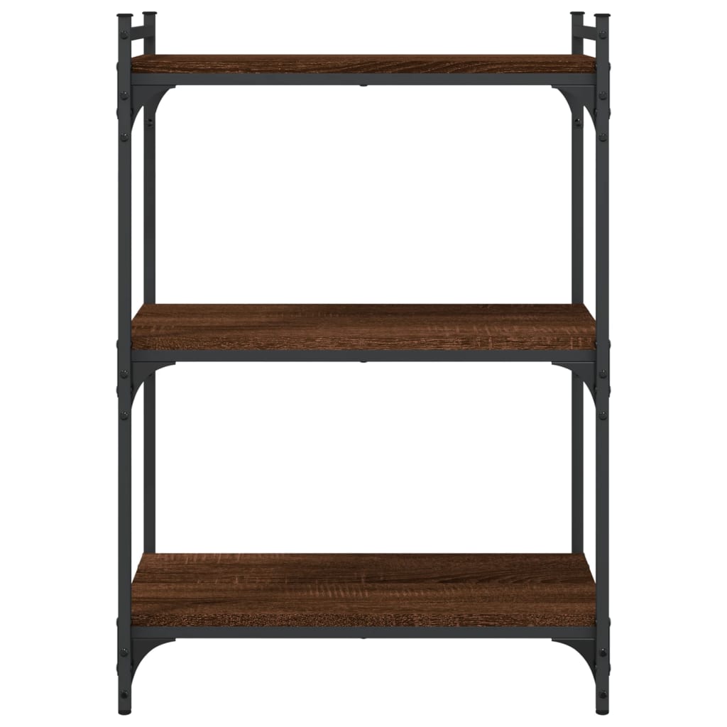bogreol 60x30x86 cm 3 hylder konstrueret træ brunt eg