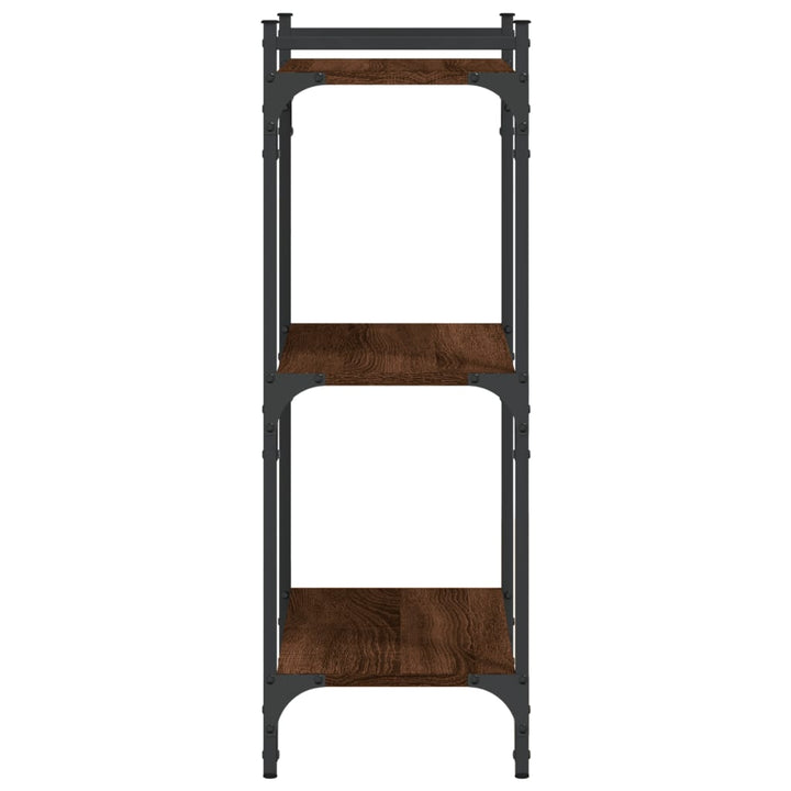 bogreol 60x30x86 cm 3 hylder konstrueret træ brunt eg