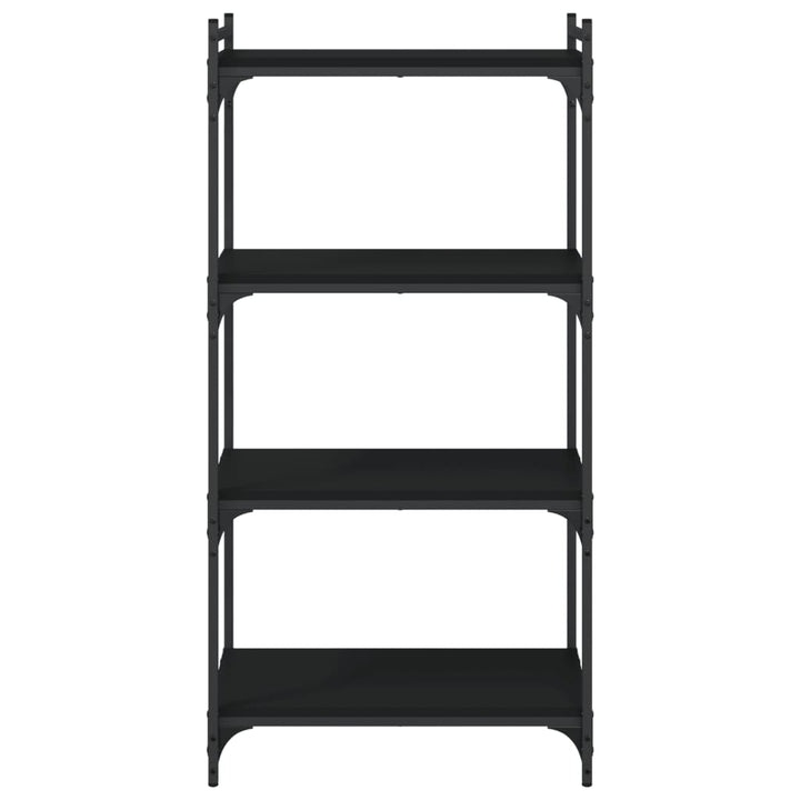 bogreol med 4 hylder 60x30x120 cm konstrueret træ sort