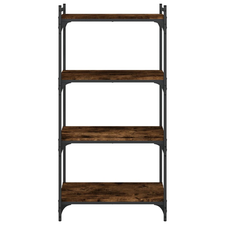 bogreol 4 hylder 60x30x120 cm konstrueret træ røget eg