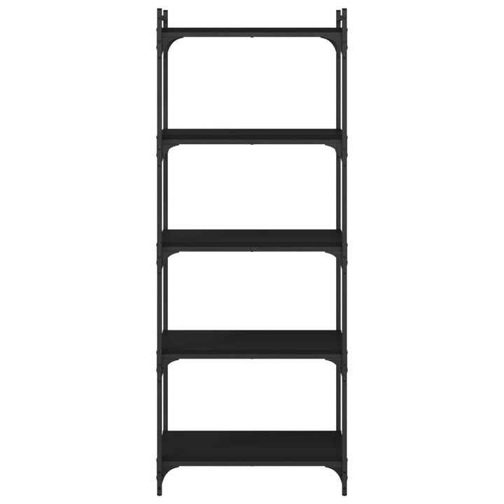 bogreol med 5 hylder 60x30x154 cm konstrueret træ sort