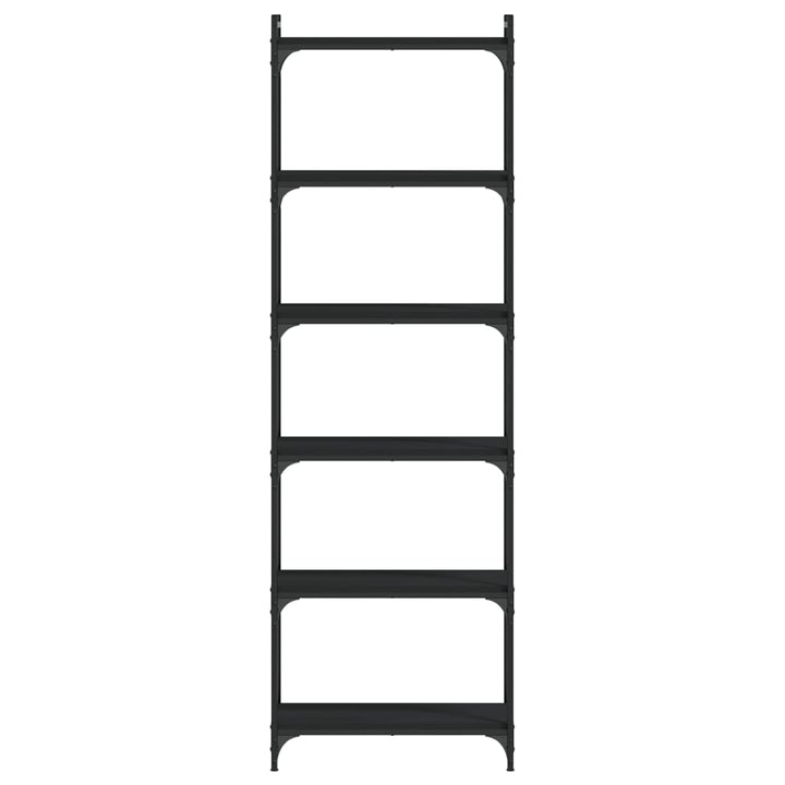 bogreol med 6 hylder 60x30x188 cm konstrueret træ sort