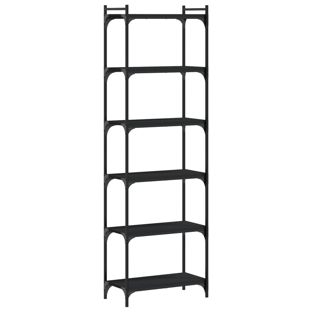 bogreol med 6 hylder 60x30x188 cm konstrueret træ sort