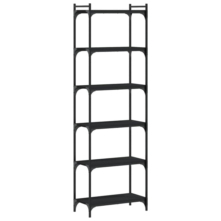 bogreol med 6 hylder 60x30x188 cm konstrueret træ sort