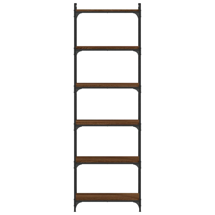 bogreol 6 hylder 60x30x188 cm konstrueret træ brunt eg