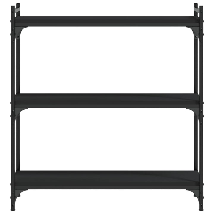 bogreol med 3 hylder 80x30x86 cm konstrueret træ sort