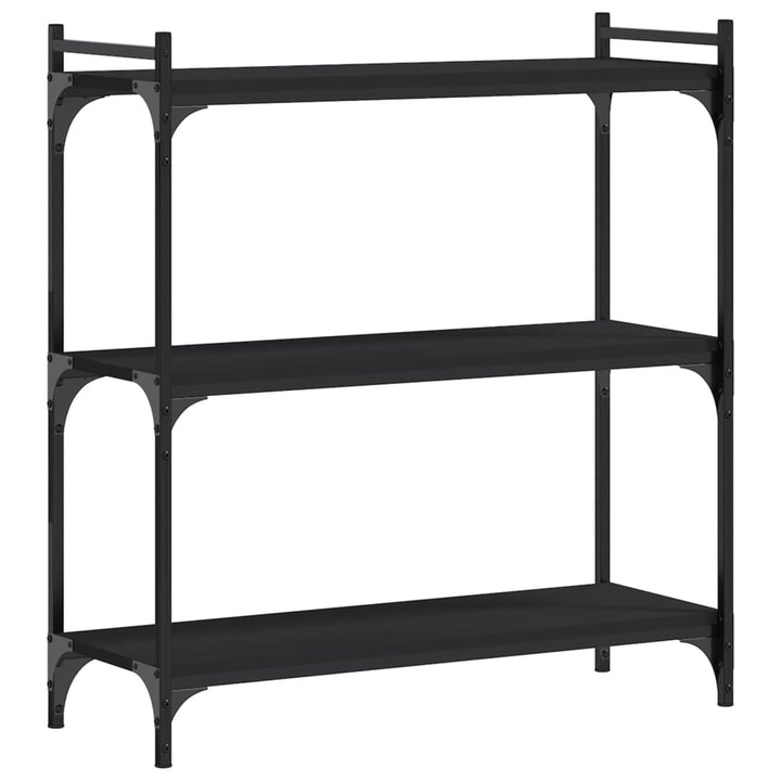 bogreol med 3 hylder 80x30x86 cm konstrueret træ sort