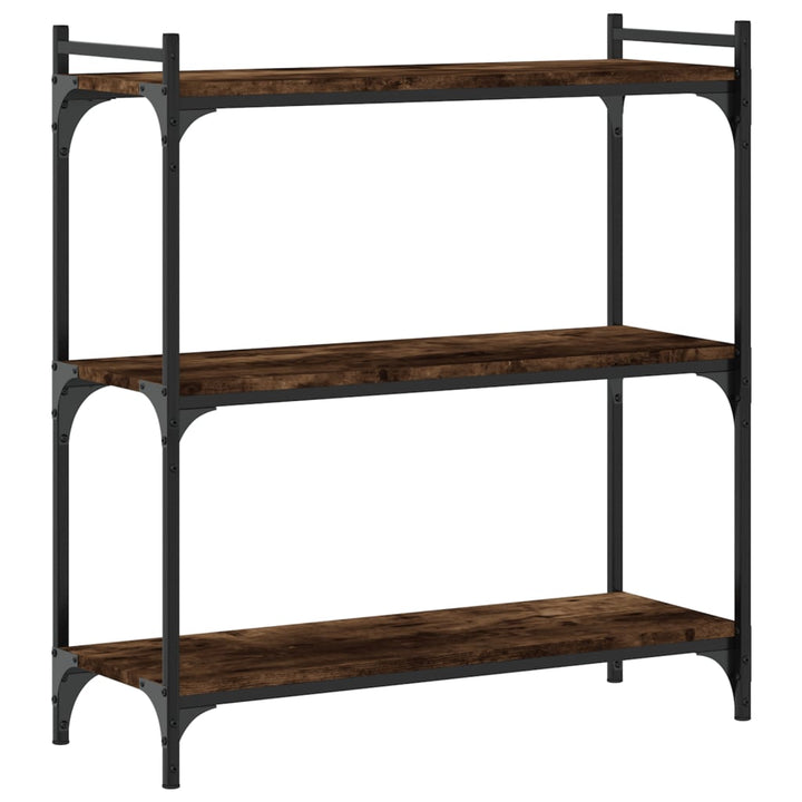 bogreol 3 hylder 80x30x86 cm konstrueret træ røget eg