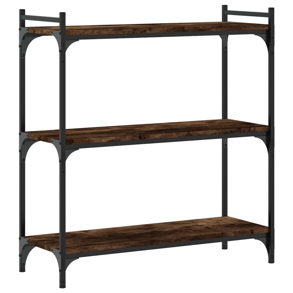 bogreol 3 hylder 80x30x86 cm konstrueret træ røget eg