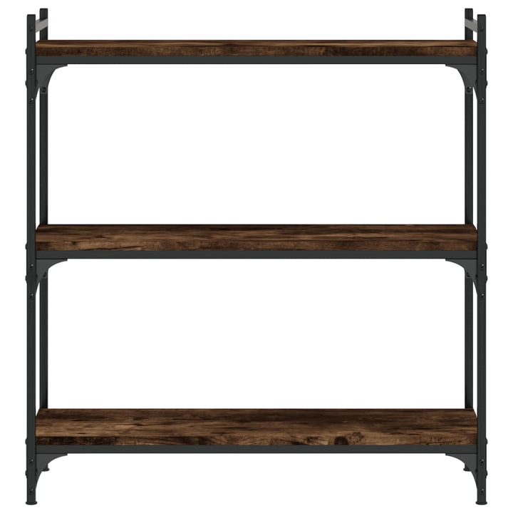 bogreol 3 hylder 80x30x86 cm konstrueret træ røget eg