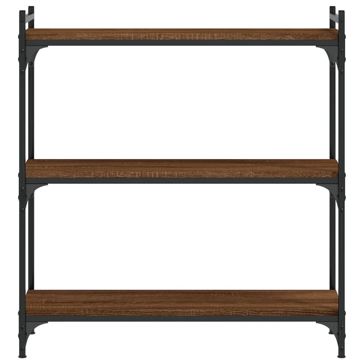 bogreol 3 hylder 80x30x86 cm konstrueret træ brun