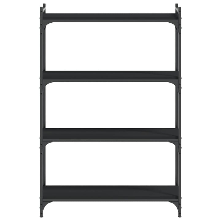 bogreol med 4 hylder 80x30x120 cm konstrueret træ sort