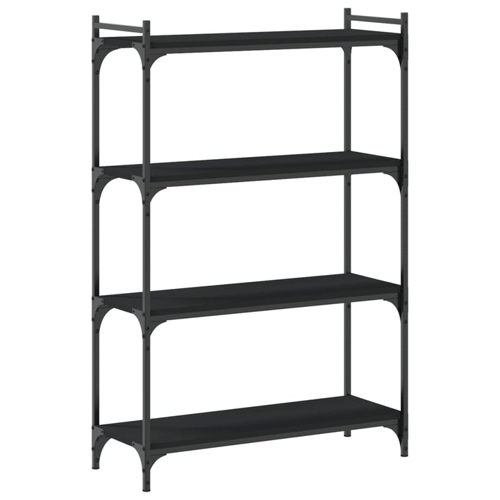 bogreol med 4 hylder 80x30x120 cm konstrueret træ sort