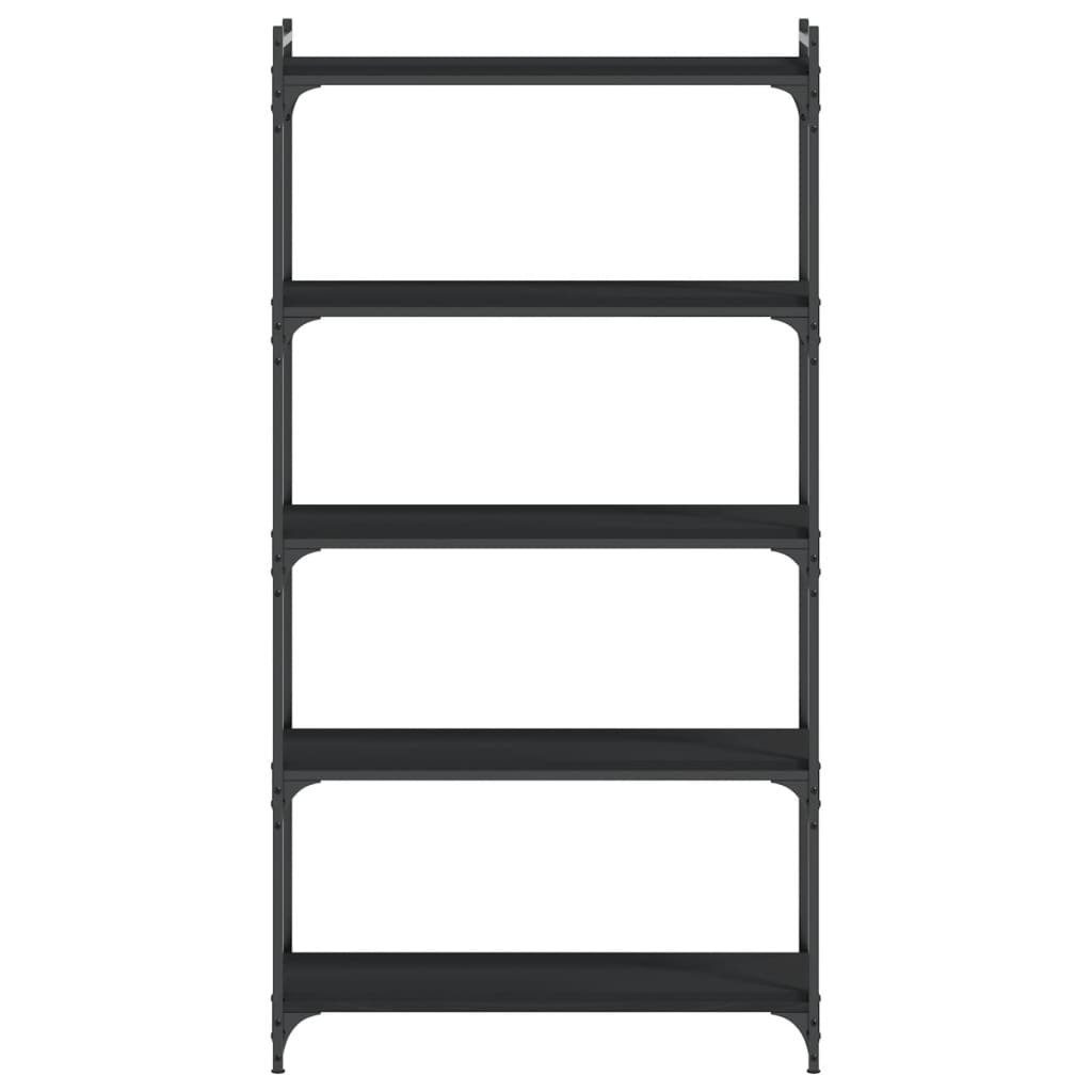 bogreol med 5 hylder 80x30x154 cm konstrueret træ sort