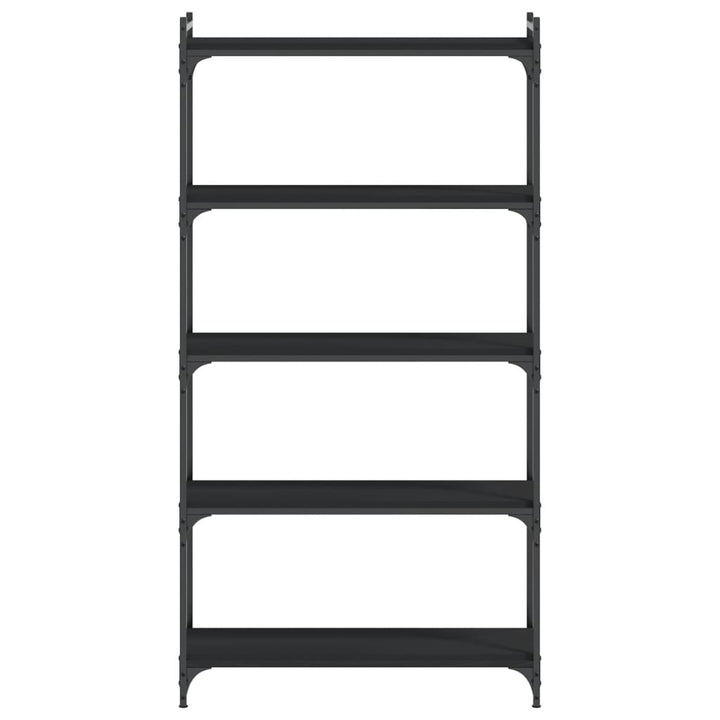 bogreol med 5 hylder 80x30x154 cm konstrueret træ sort