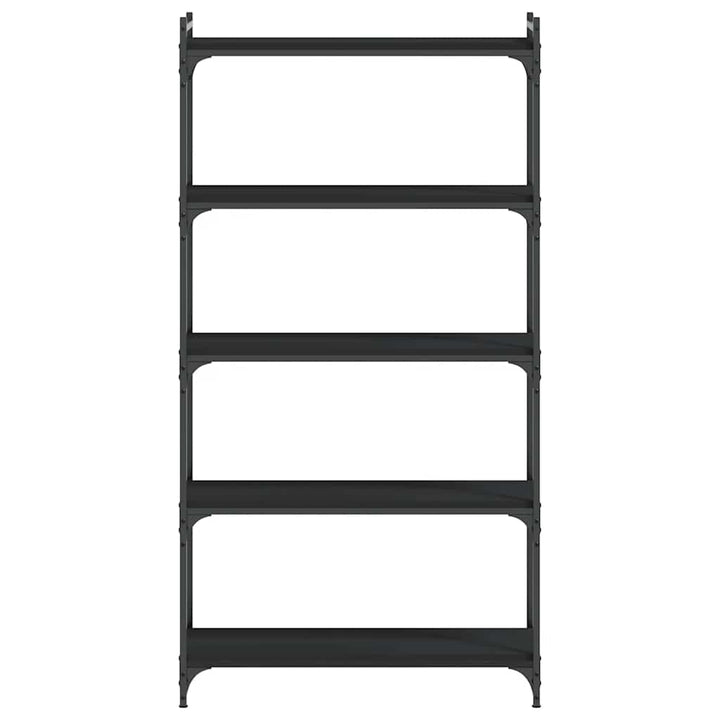 bogreol med 5 hylder 80x30x154 cm konstrueret træ sort