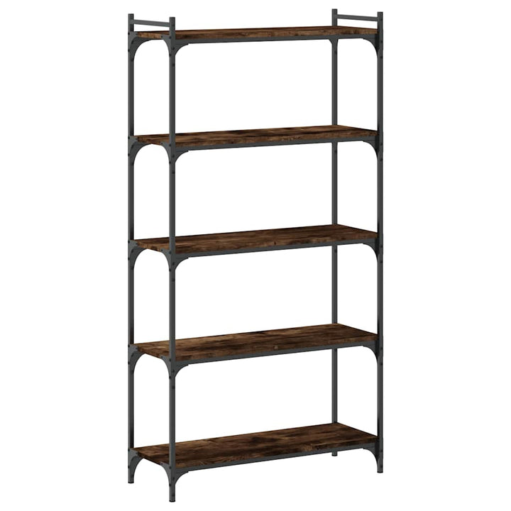 bogreol 5 hylder 80x30x154 cm konstrueret træ røget eg