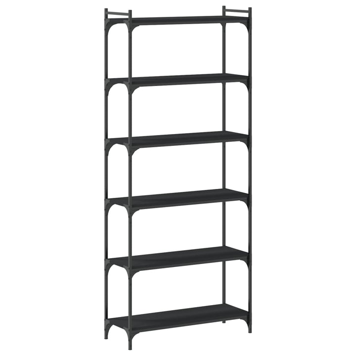 bogreol med 6 hylder 80x30x188 cm konstrueret træ sort