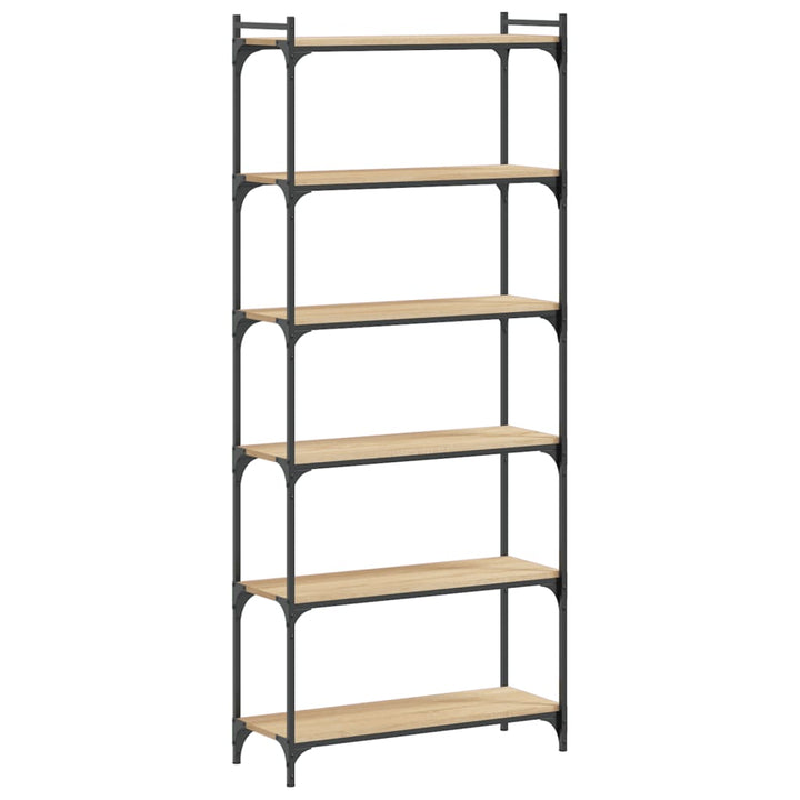 bogreol 6 hylder 80x30x188 cm konstrueret træ sonoma-eg