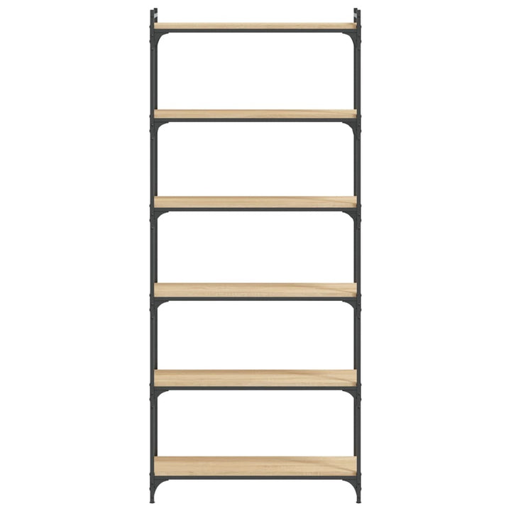 bogreol 6 hylder 80x30x188 cm konstrueret træ sonoma-eg