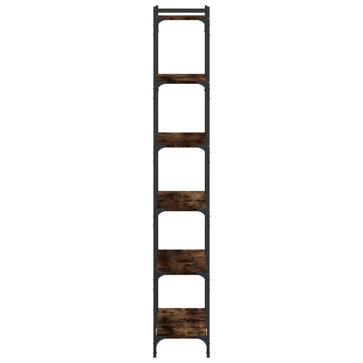 bogreol 6 hylder 80x30x188 cm konstrueret træ røget eg