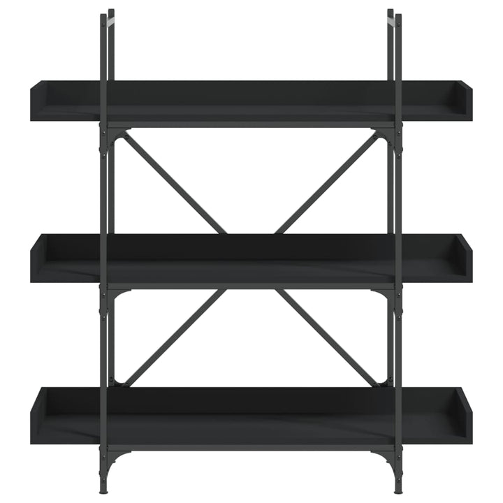 bogreol med 3 hylder 100x33x108,5 cm konstrueret træ sort