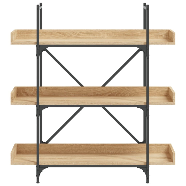 bogreol med 3 hylder 100x33x108,5 cm konstrueret træ sonoma-eg