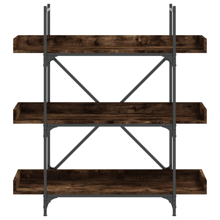 bogreol med 3 hylder 100x33x108,5 cm konstrueret træ røget eg