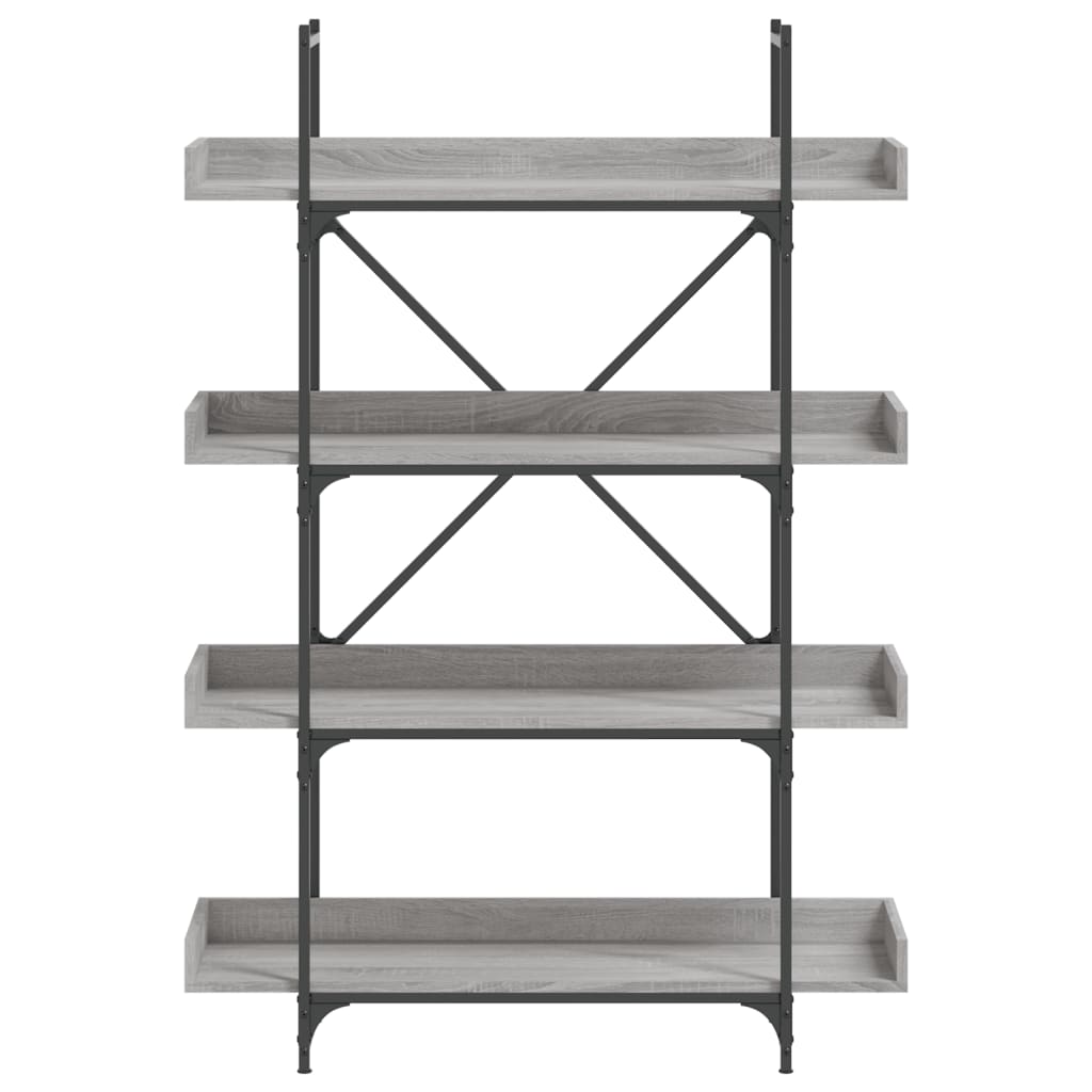 bogreol 100x33x145,5 cm 4 hylder konstrueret træ grå sonoma-eg