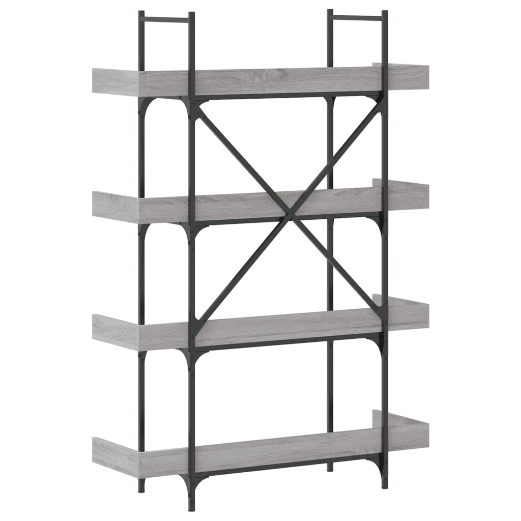 bogreol 100x33x145,5 cm 4 hylder konstrueret træ grå sonoma-eg