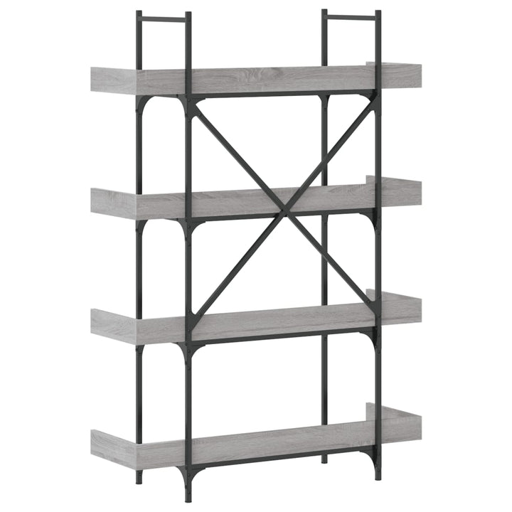 bogreol 100x33x145,5 cm 4 hylder konstrueret træ grå sonoma-eg
