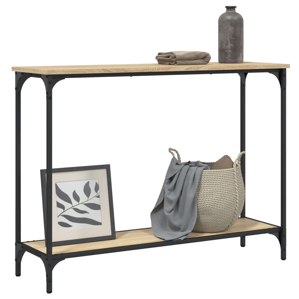 konsolbord 101x30,5x75 cm konstrueret træ sonoma-eg
