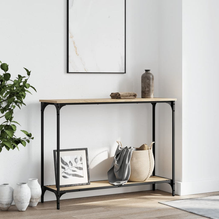 konsolbord 101x30,5x75 cm konstrueret træ sonoma-eg
