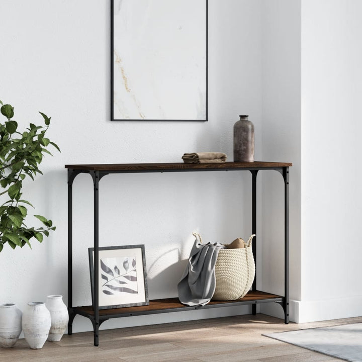 konsolbord 101x30,5x75 cm konstrueret træ brun egetræsfarve