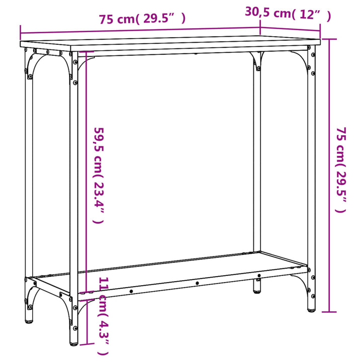 konsolbord Sonoma eg 75x30,5x75 cm konstrueret træ