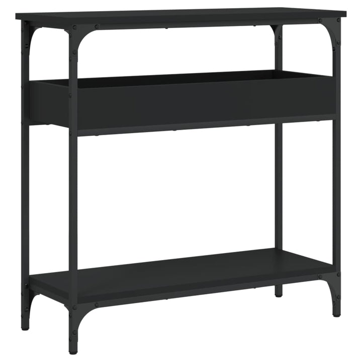 konsolbord med hylde 75x29x75 cm konstrueret træ sort