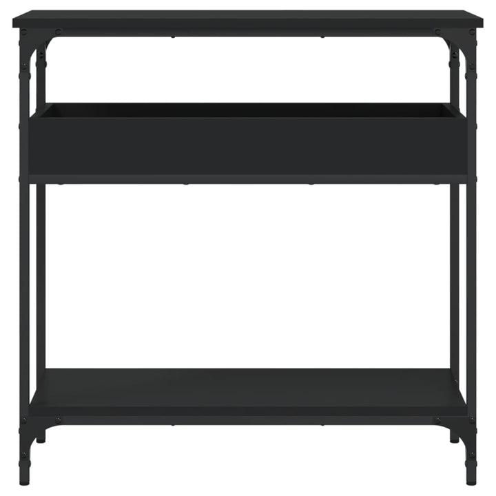 konsolbord med hylde 75x29x75 cm konstrueret træ sort