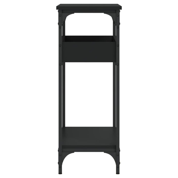 konsolbord med hylde 75x29x75 cm konstrueret træ sort
