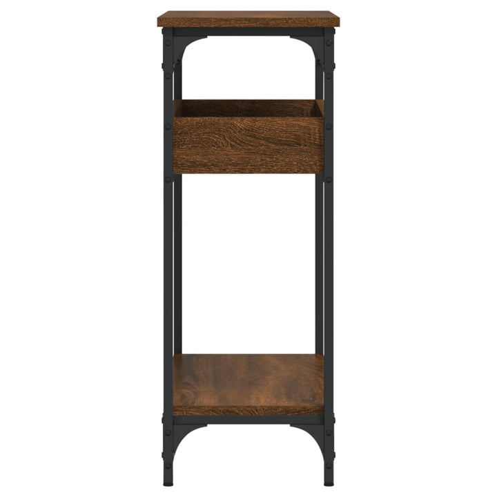 konsolbord med hylde 75x29x75 cm konstrueret træ brunt egetræ