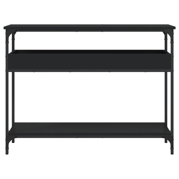 konsolbord med hylde 100x29x75 cm konstrueret træ sort