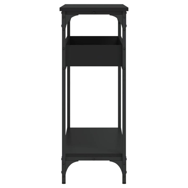 konsolbord med hylde 100x29x75 cm konstrueret træ sort