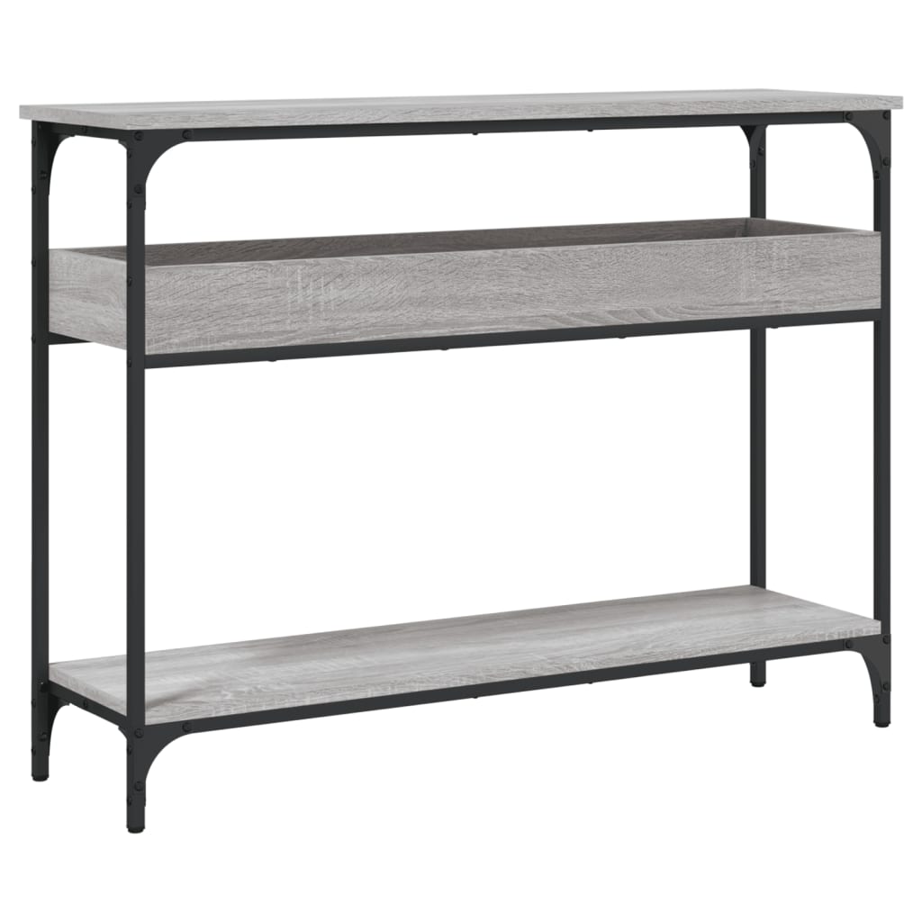 konsolbord med hylde 100x29x75 cm konstrueret træ grå sonoma-eg