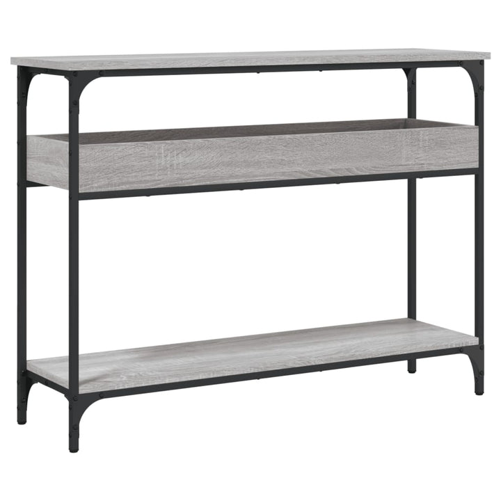 konsolbord med hylde 100x29x75 cm konstrueret træ grå sonoma-eg