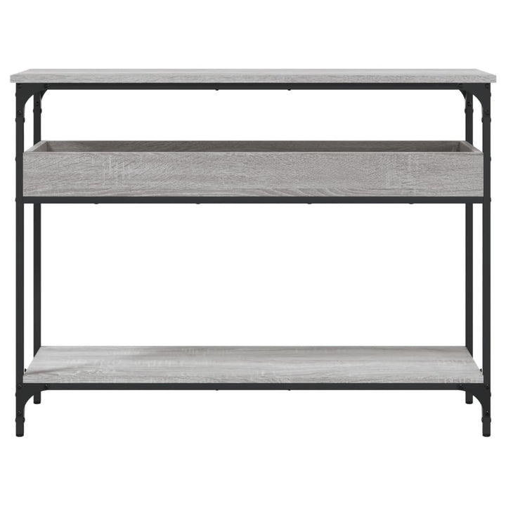 konsolbord med hylde 100x29x75 cm konstrueret træ grå sonoma-eg