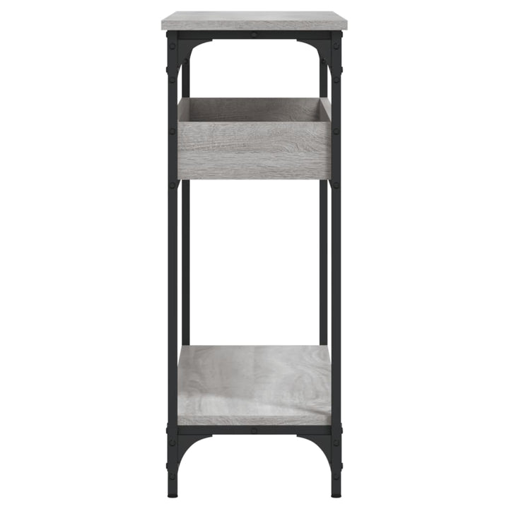 konsolbord med hylde 100x29x75 cm konstrueret træ grå sonoma-eg