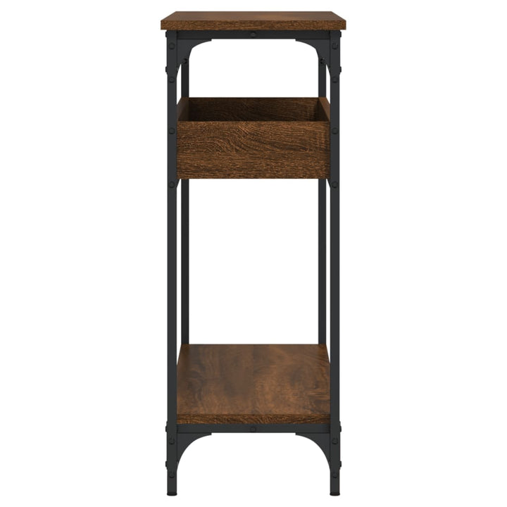 konsolbord med hylde 100x29x75 cm konstrueret træ brunt egetræ