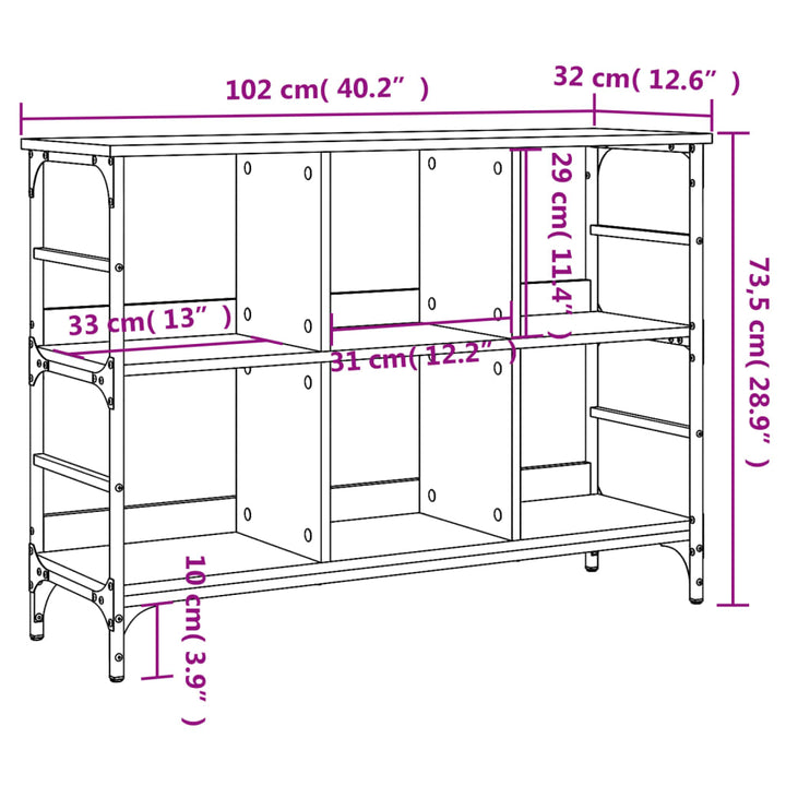 skænk 102x32x73,5 cm konstrueret træ røget egetræsfarve