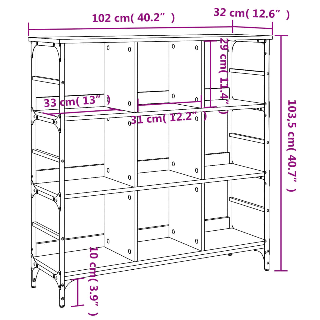 skænk 102x32x103,5 cm konstrueret træ sonoma-eg